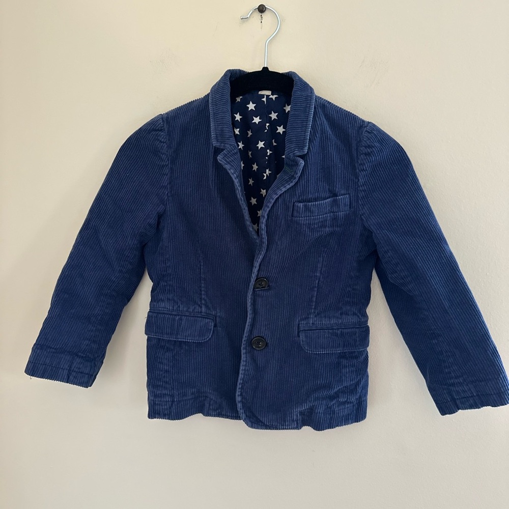 Mini Boden Navy Wide Wale Corduroy Elbow Patch Blazer